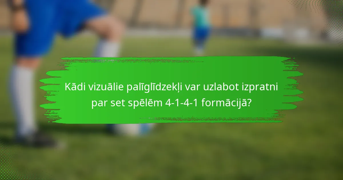 Kādi vizuālie palīglīdzekļi var uzlabot izpratni par set spēlēm 4-1-4-1 formācijā?